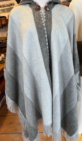 Brushed Alpaca Poncho with Hood